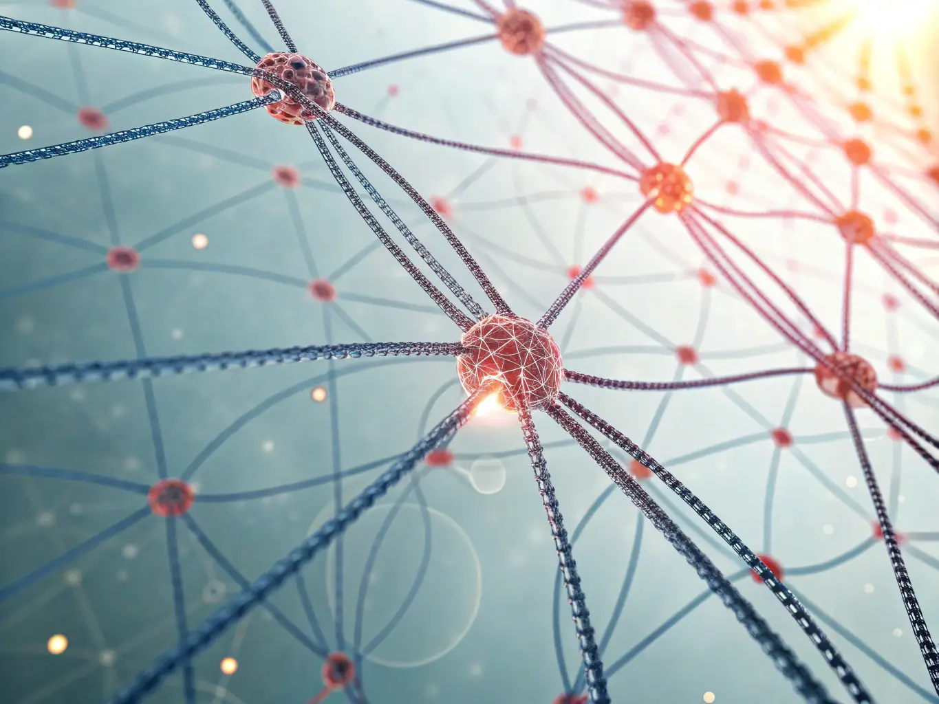 An illustration of AI neural networks overlaying business data charts, representing intelligent analysis in the context of Savisoft Tech's AI Solutions.